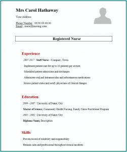 Resume Format For Nurses Word File