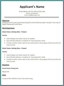 Resume Format For Teacher Job In Word File