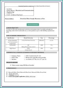 Resume Format Free Download Word