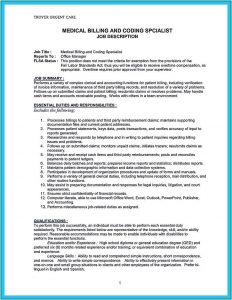 Resume Medical Billing Specialist