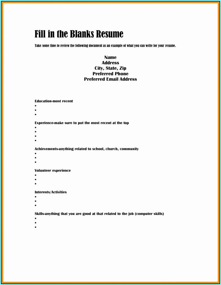 Resume Template Blank Pdf