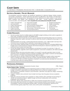 Resume Template For Electrical Engineer