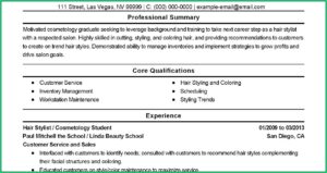 Resume Templates Cosmetology Student