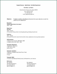 Resume Templates For Students In High School With No Experience