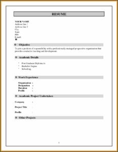 Resume Templates In Word Format Free Download