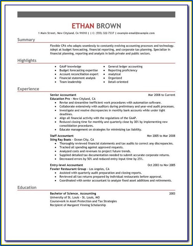 Resumes For Accountants