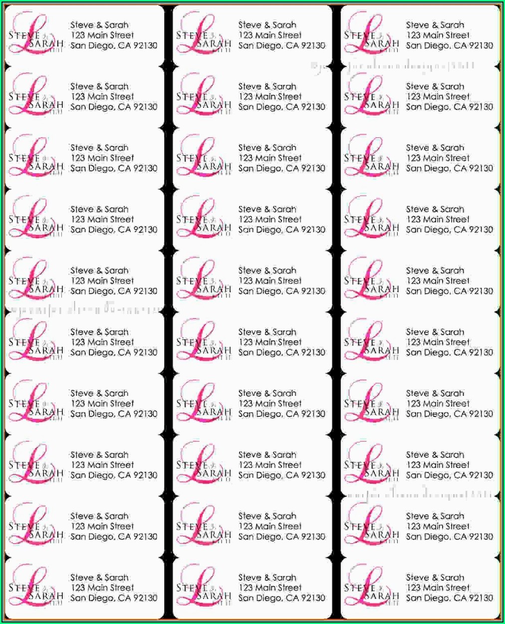 Return Address Labels Template 30 Per Sheet