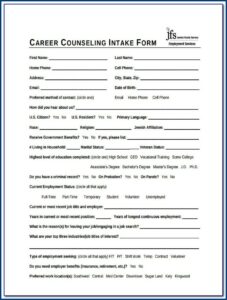 Sample Client Intake Form Counseling