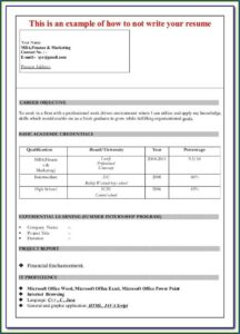 Sample Copy Of Resume For Freshers