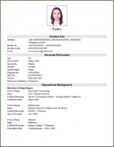 Sample Job Resume Format