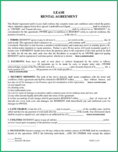 Sample Rental Lease Agreement Templates Free