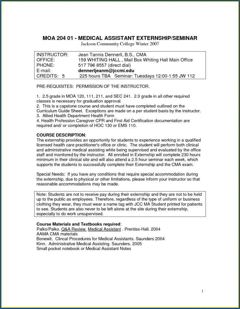 Sample Resume For Medical Assistant Instructor