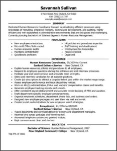 Sample Resume Format For Hr Executive