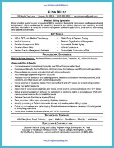 Sample Resume Medical Billing And Coding