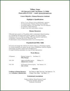 Samples Of Resume For Job Application