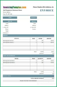 Self Employed Invoice Template Hours Worked