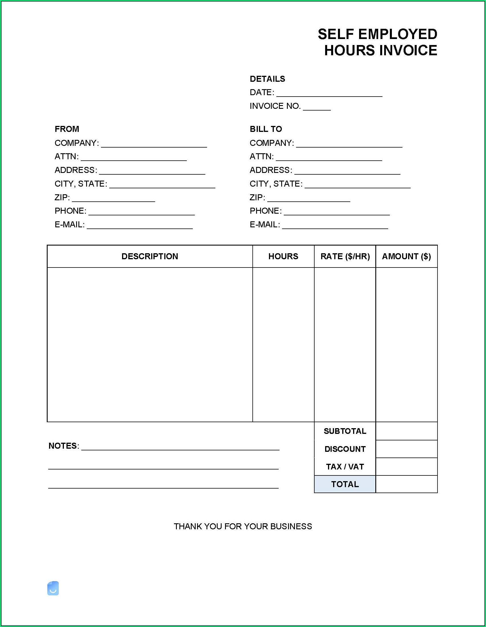 Self Employed Invoice Template