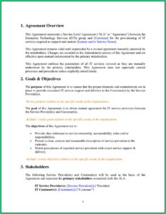 Service Level Agreement Template Word