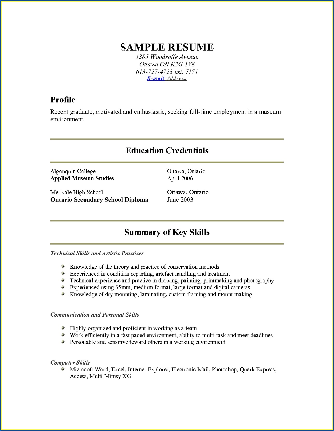 Show Me Resume Format