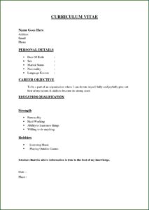 Simple And Easy Resume Format