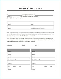Simple Bill Of Sale Form Printable Free