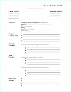 Simple Fill In The Blank Resume Templates