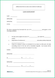 Simple Loan Agreement Template Word South Africa