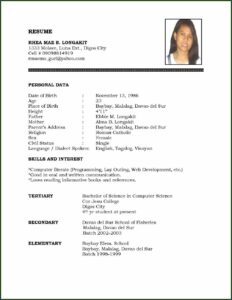 Simple Resume Format In Word File Free Download