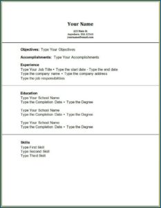 Simple Resume Sample Format Without Experience