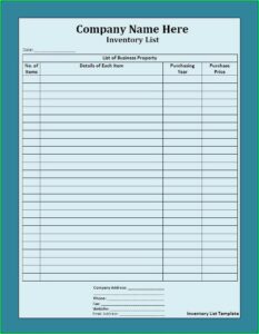 Small Business Inventory Spreadsheet Template Free