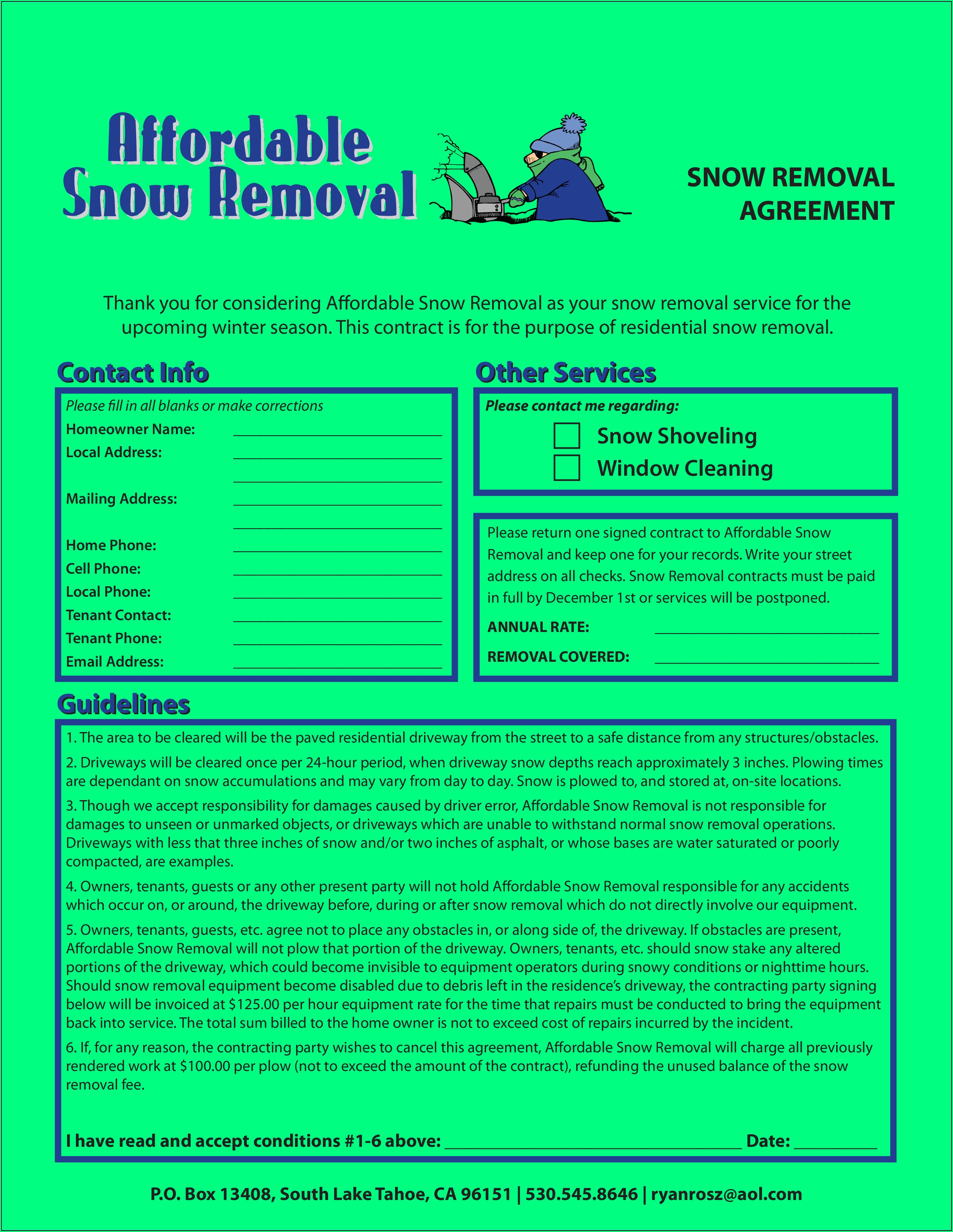 Snow Removal Contract Template