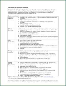 Solar Pv Installer Resume