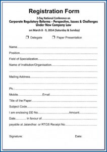 Sports Camp Registration Form Template Word