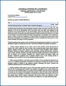 State Of Florida Durable Power Of Attorney Form Free