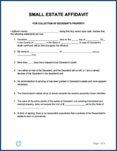 State Of Ohio Small Estate Affidavit Form