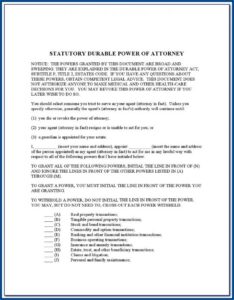 Statutory Durable Power Of Attorney Texas Form Free
