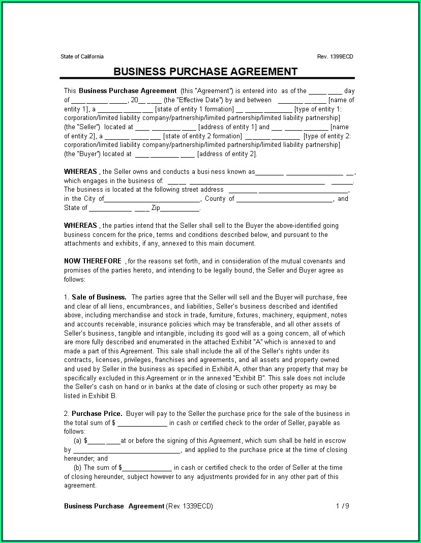 Stock Purchase Agreement Template .doc