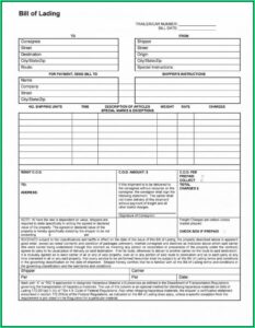 Straight Bill Of Lading Form Free