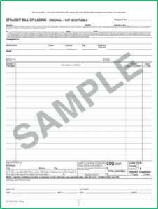 Straight Bill Of Lading Form Pdf