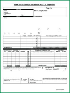 Straight Bill Of Lading Template Canada
