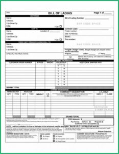 Straight Bill Of Lading Template Pdf