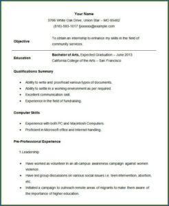 Student Resume Format Free