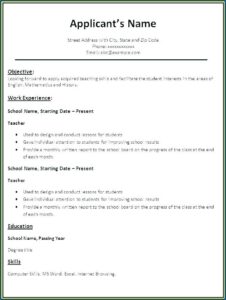 Student Resume Templates Word Free Download