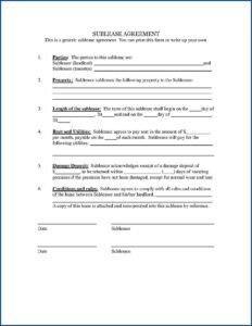 Sublease Rental Agreement Format