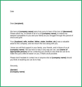 Sympathy Card Message Template