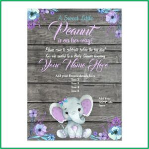 Teal Elephant Baby Shower Invitation Templates