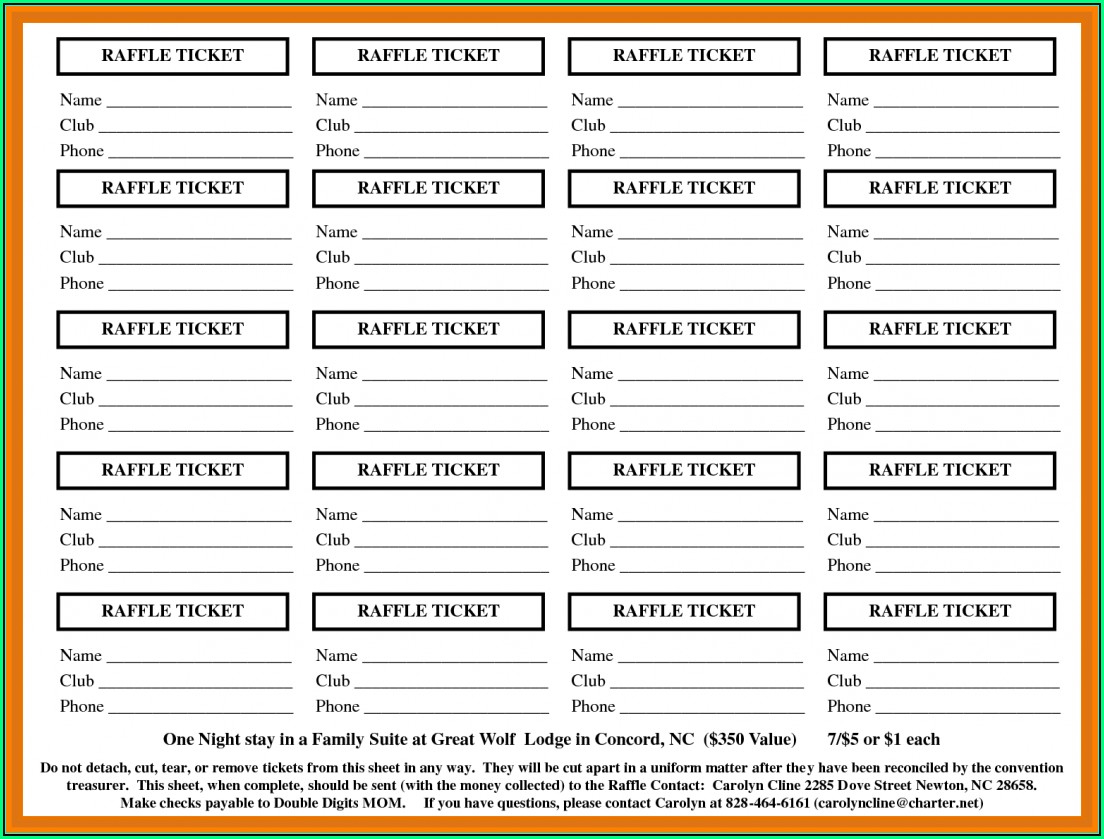 Template For Raffle Tickets Excel
