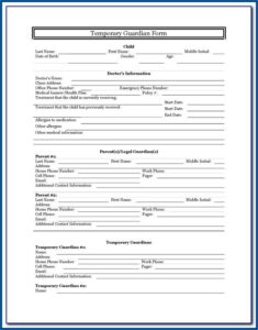 Temporary Guardianship Forms Pa