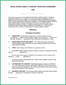 Texas Llc Bylaws Template
