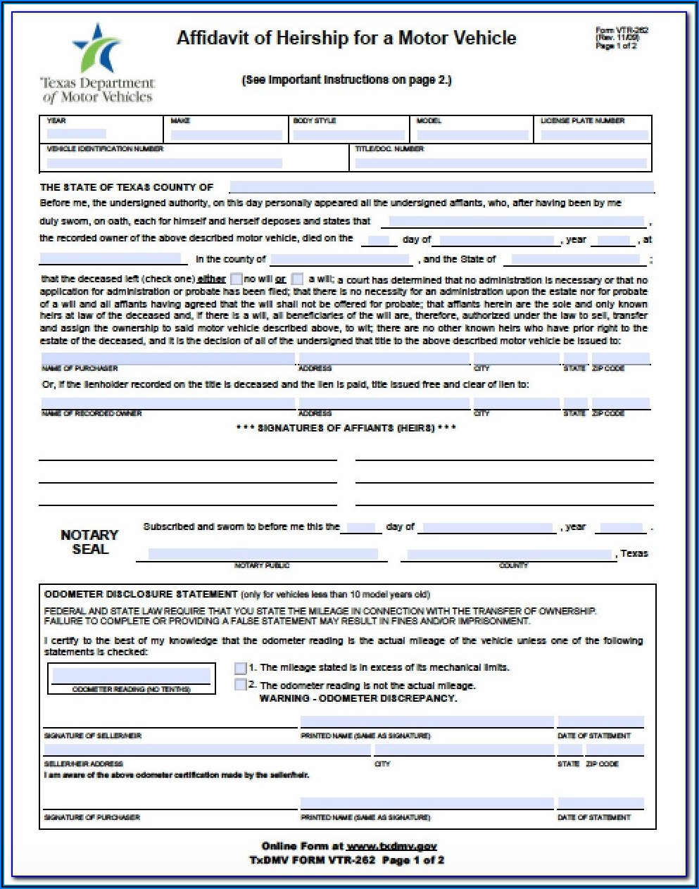 Texas Small Estate Affidavit Form Dallas County